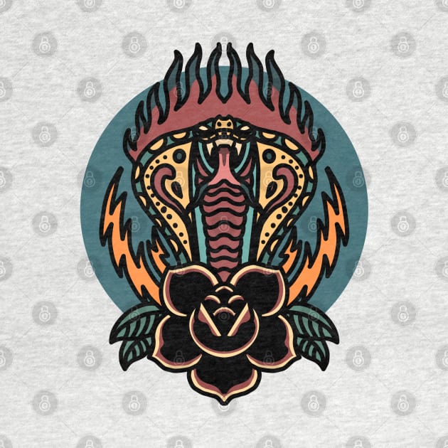 flaming cobra tattoo t-shirt by donipacoceng